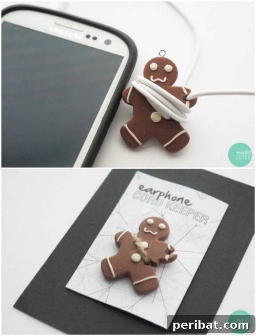 Adorable DIY Gingerbread Man Earphone Cord Keeper