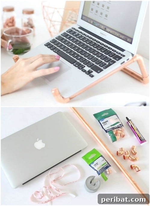 Repurposed Copper Pipe Laptop Stand