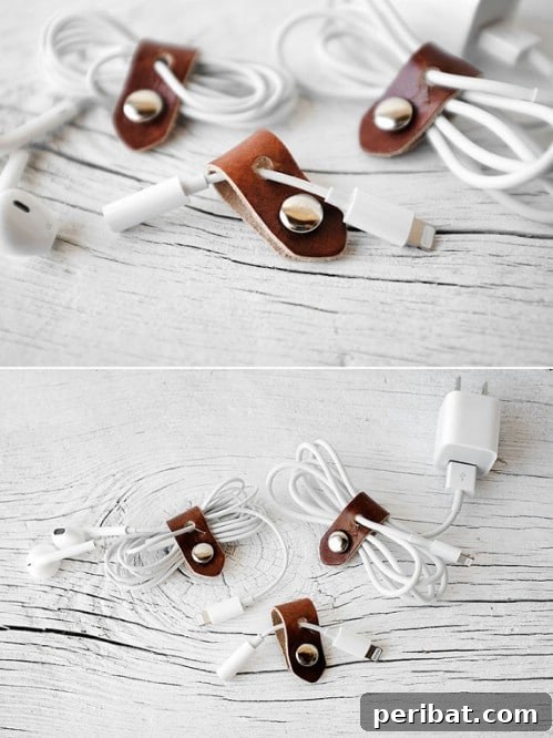 Leather Snap Cord Organizer