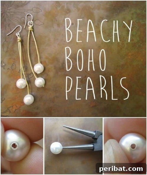 Beachy Designed Pearl Earrings