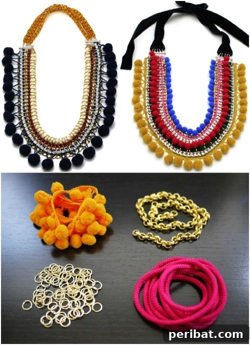 DIY Pom Pom Statement Necklace