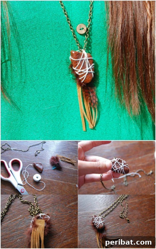 DIY Leather And Stone Necklace