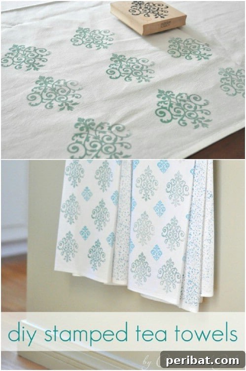 DIY Stamped Tea Towels