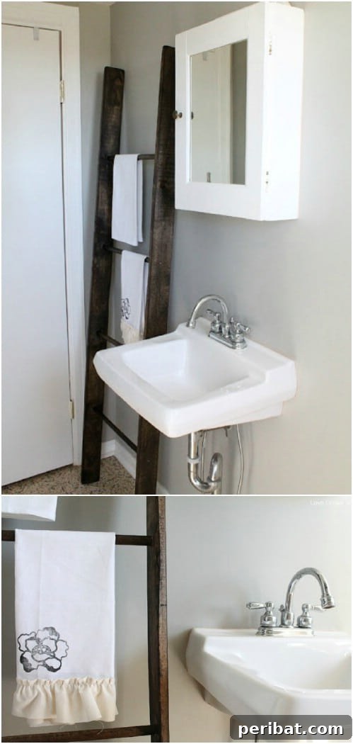 DIY Bathroom Towel Ladder