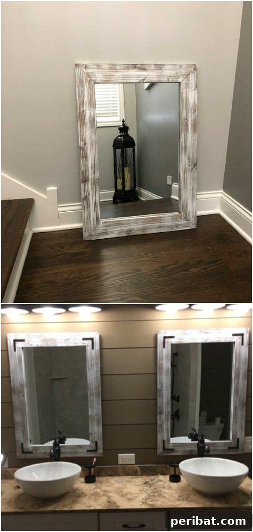 Farmhouse Inspired Whitewashed Mirror