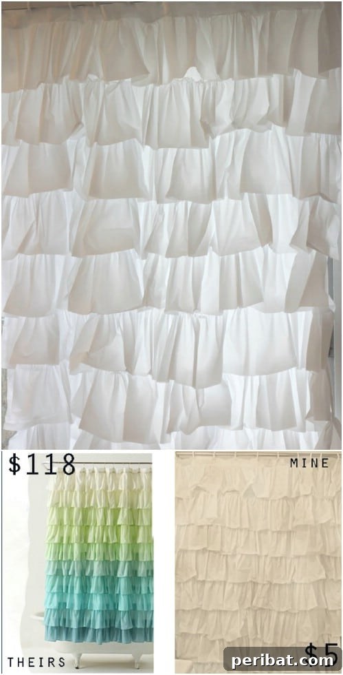 Anthropologie Inspired DIY Ruffled Shower Curtain
