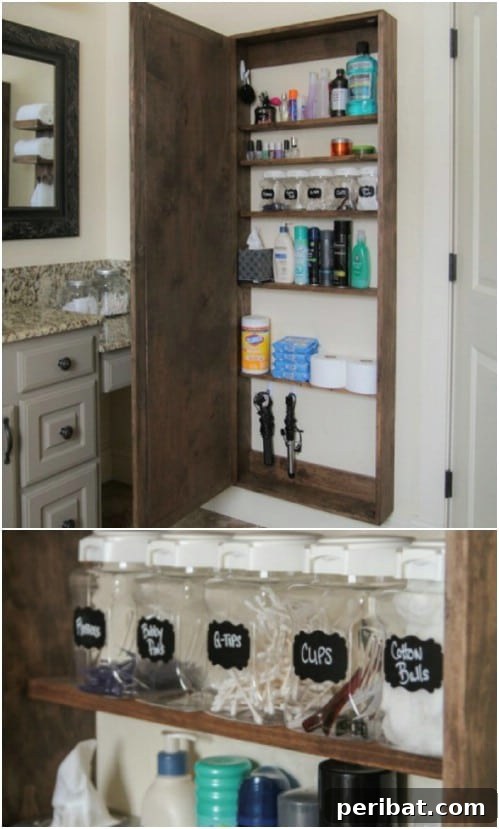 Tall Rustic Mirrored Medicine Cabinet
