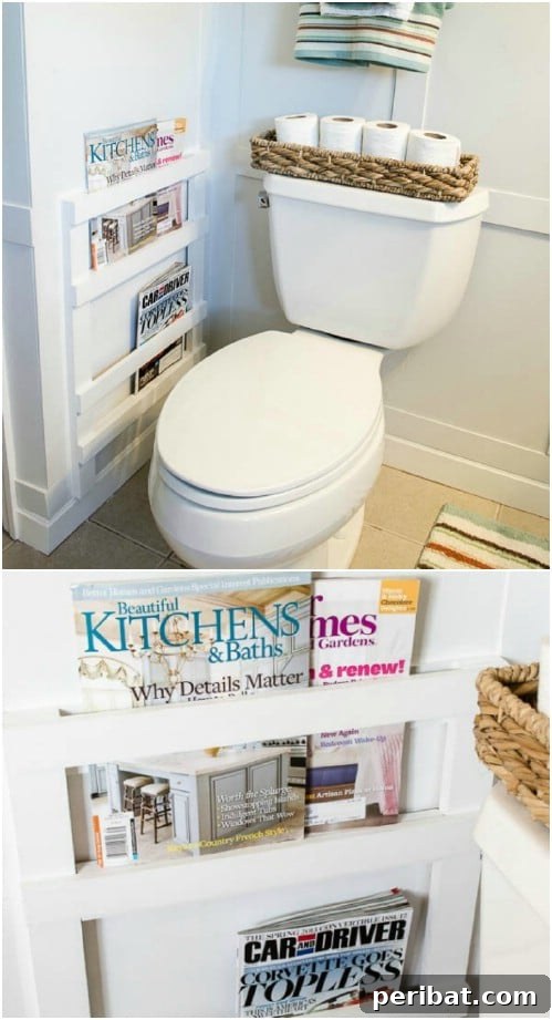 Rustic DIY Built In Magazine Rack