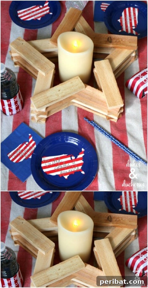 Simple DIY Rustic Wooden Star Candleholder for Fourth of July