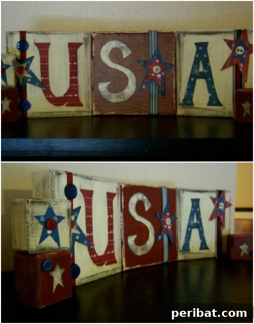 DIY Rustic USA Blocks for Patriotic Decor