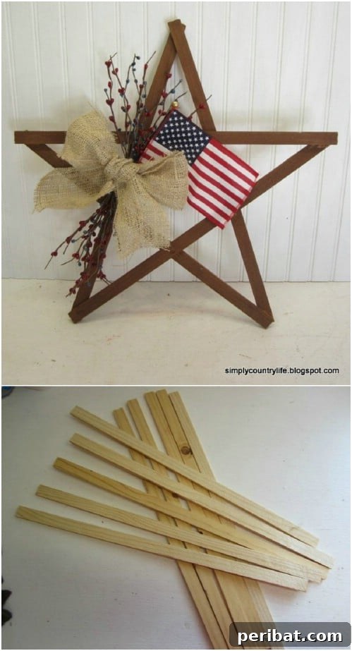 Simple Scrap Wood Star Wreath for Patriotic Door Decor