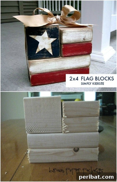 Rustic DIY 2X4 Wooden Flag Blocks Unique Decor