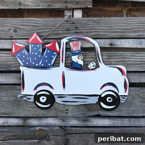 Whimsical Fourth Of July Truck Hanger with Uncle Sam