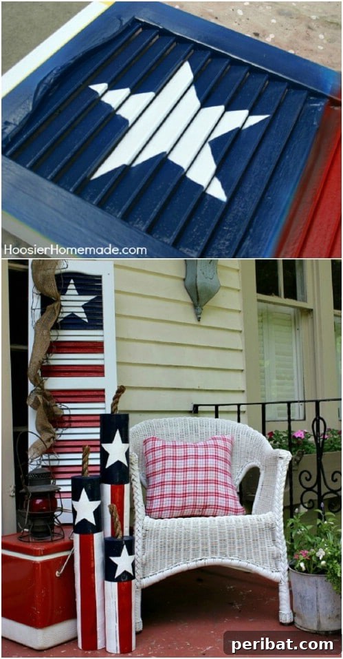Upcycled Painted Shutter Fourth of July Decor