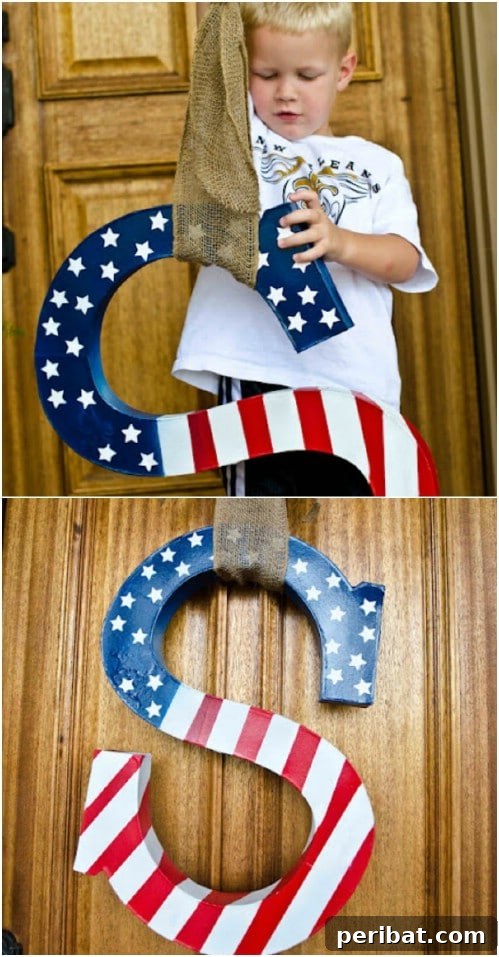DIY Wooden Monogram Wreath for Fourth of July