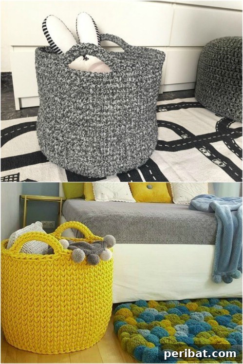 Ingenious DIY Laundry Storage for Effortless Organization 3 Extra Large Crochet Basket for Laundry