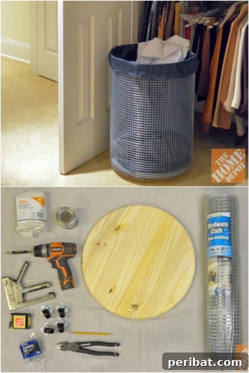 Ingenious DIY Laundry Storage for Effortless Organization 4 DIY Pine and Wire Laundry Basket with a rustic look