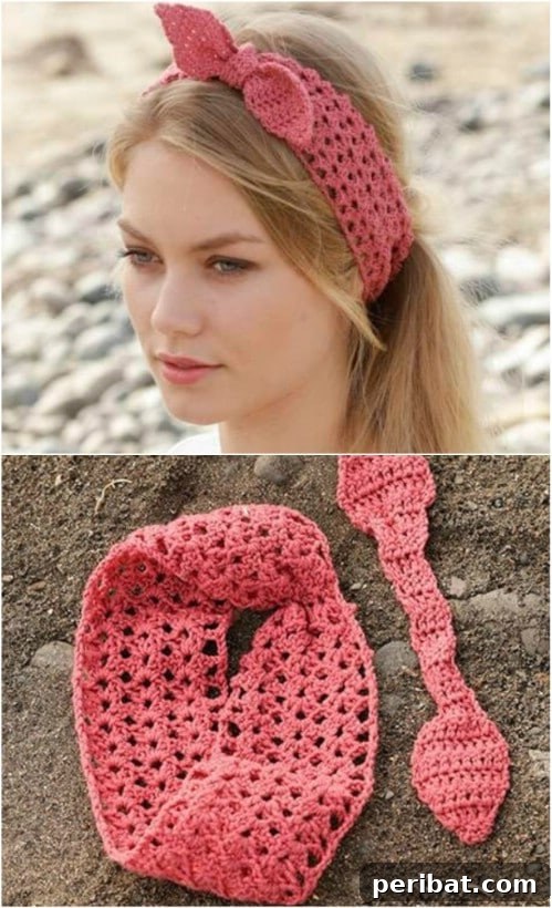 Vintage Inspired Bow Headband - Retro Crochet Accessory