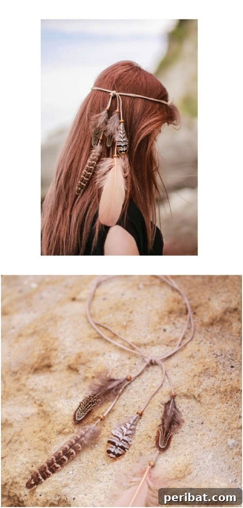 Boho Style Feather Headband - Bohemian Hair Accessory
