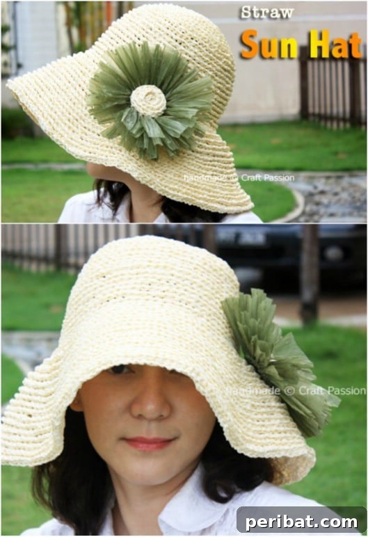Hand Crochet Straw Hat