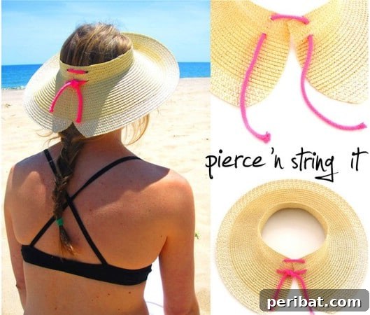 Cute Lace Up Visor Style Sunhat