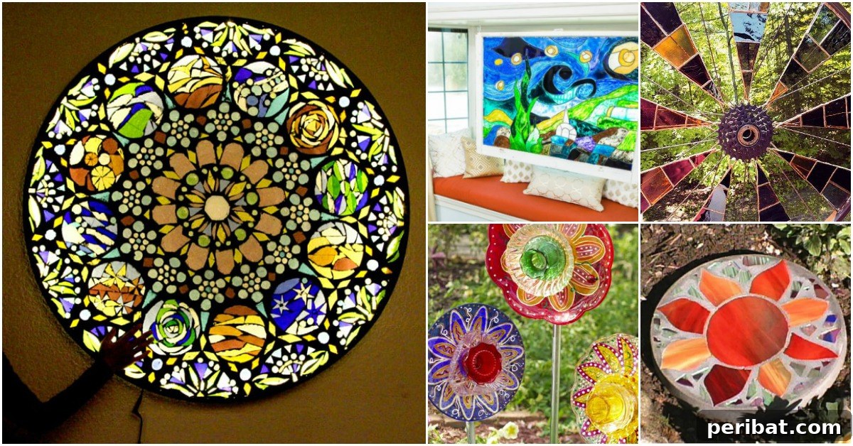 Vibrant stained glass outdoor decor enhancing a garden