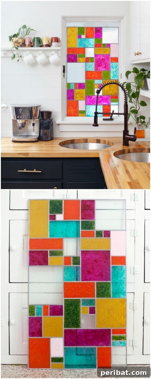 DIY Tiffany-inspired stained glass window art for outdoor display