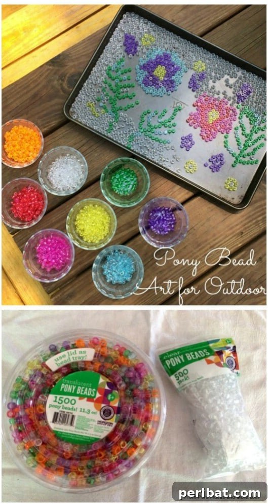 Melted plastic bead art resembling stained glass for outdoor decor