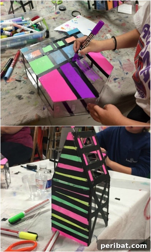 Faux Stained Glass Greenhouse craft for kids