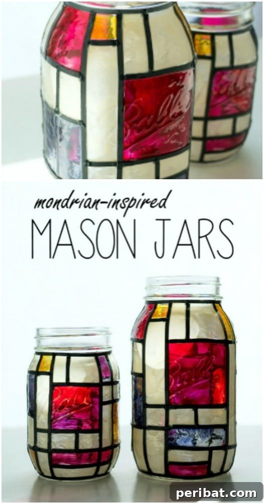 Stained glass effect mason jar luminaries for outdoor lighting