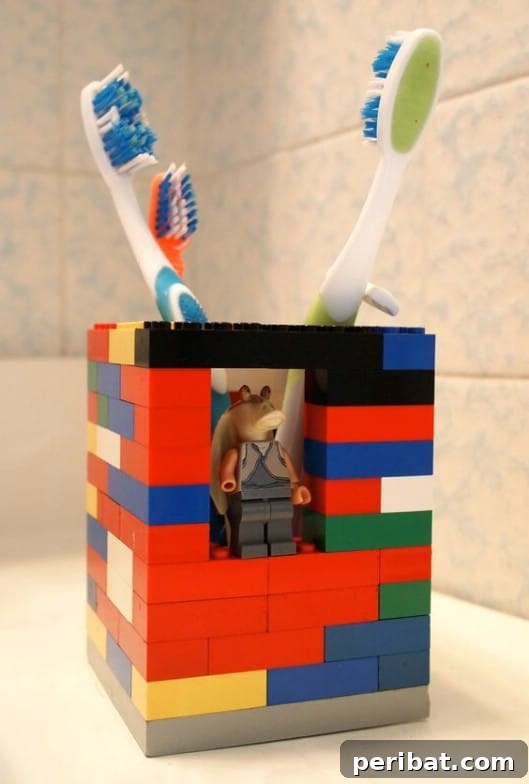Simple DIY Lego Toothbrush Holder