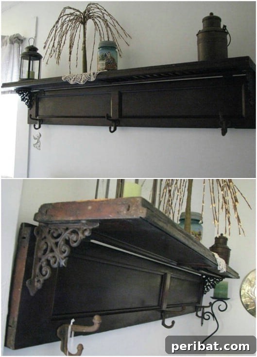 Unlock Rustic Charm: Shutter Repurposing Ideas for Your Home 12 Rustic Shutter Wall Shelf made from vintage shutters