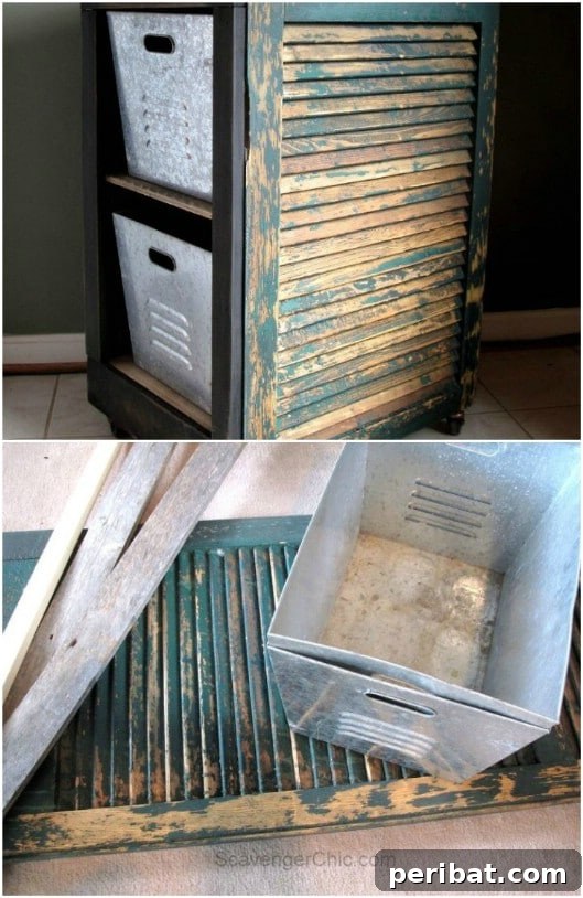Unlock Rustic Charm: Shutter Repurposing Ideas for Your Home 21 Upcycled Shutter Bar Cart for outdoor entertaining