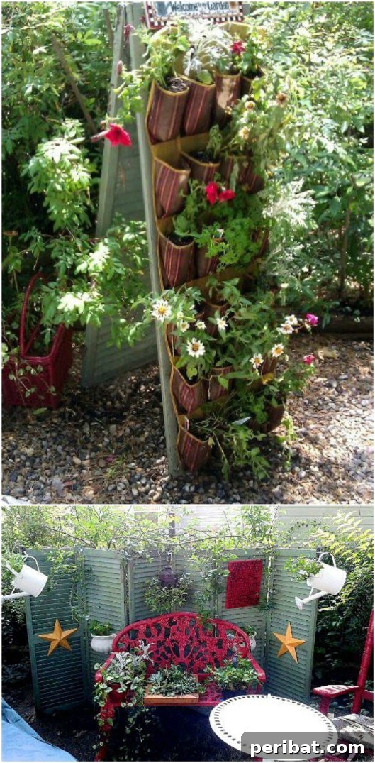 Unlock Rustic Charm: Shutter Repurposing Ideas for Your Home 9 Repurposed Shutter Garden Plant Hanger with various plants