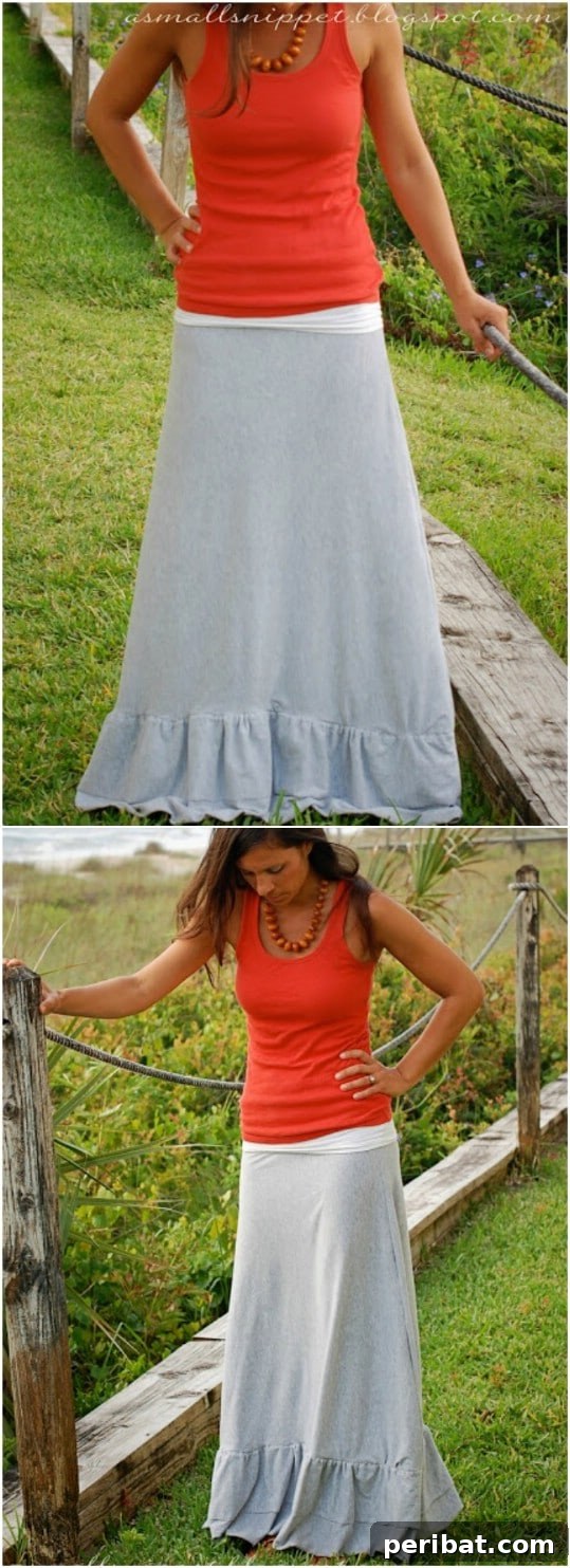Repurposed Sheet Maxi Skirt