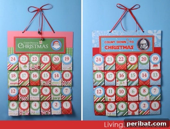 The Essential 50 Plus Creative Christmas Printables Pack 17 Printable Advent Calendar with customizable banners and treat messages to count down to Christmas.