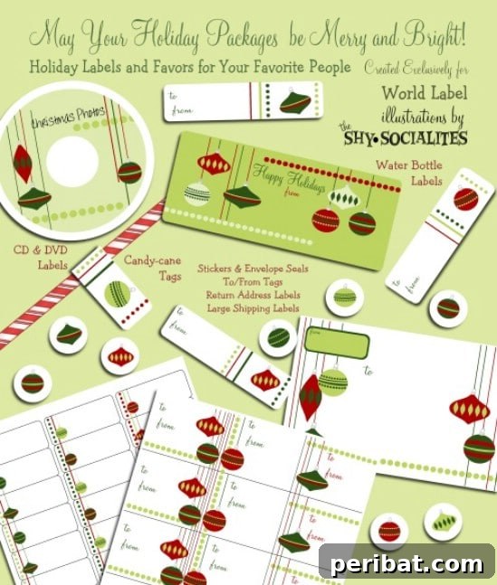 The Essential 50 Plus Creative Christmas Printables Pack 20 Shipping and Gift Labels printables, including ornamental gift tags and address labels for holiday packages.