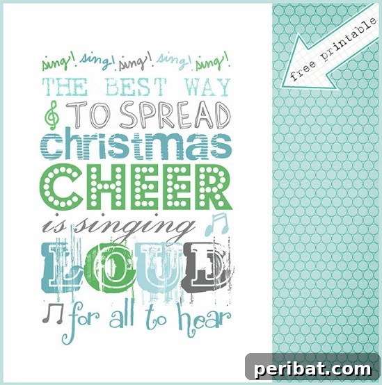 The Essential 50 Plus Creative Christmas Printables Pack 21 Singing Printable framed art, encouraging spreading Christmas cheer through song.