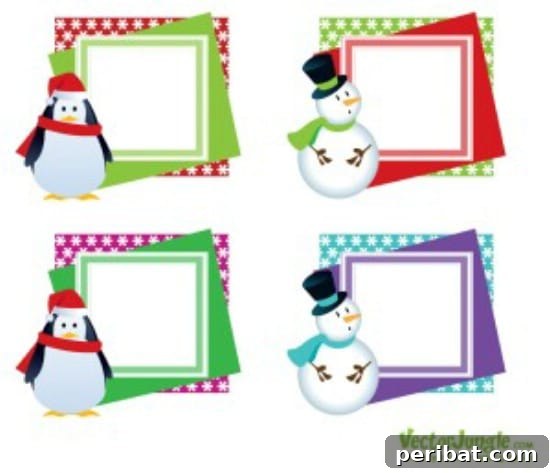 The Essential 50 Plus Creative Christmas Printables Pack 25 Printable Christmas Frames for children's photos, perfect for personalized gifts or tree decorations.