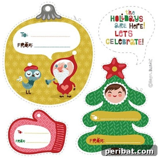 The Essential 50 Plus Creative Christmas Printables Pack 27 Colorful and adorable Holiday Gift Tags printables for personalizing Christmas presents.