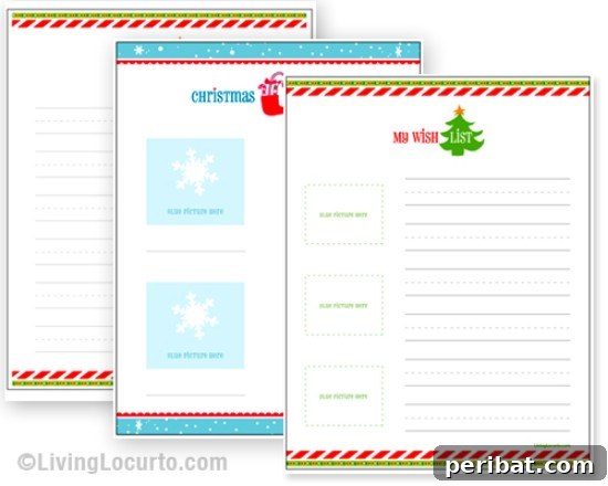 The Essential 50 Plus Creative Christmas Printables Pack 28 Printable Kids' Wish Lists in three different styles for children to write down their Christmas desires.