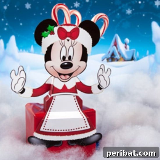 The Essential 50 Plus Creative Christmas Printables Pack 38 Disney Minnie Mouse Christmas Candy Box printable for holding homemade treats.