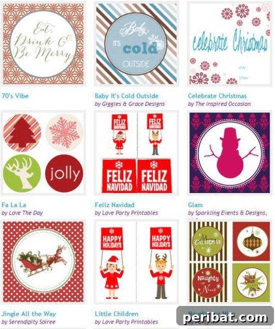 The Essential 50 Plus Creative Christmas Printables Pack 39 Christmas Tags and More printable collection, including designs for Hanukkah and other holidays.