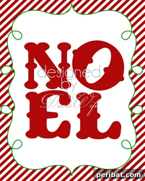 The Essential 50 Plus Creative Christmas Printables Pack 52 NOEL Printable, an elegant design perfect for Christmas decorating or as a framed gift.