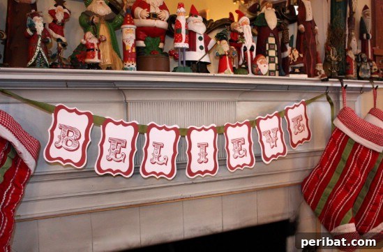 The Essential 50 Plus Creative Christmas Printables Pack 10 Printable 'Believe' banner, ideal for Christmas party decorations or home holiday decor.