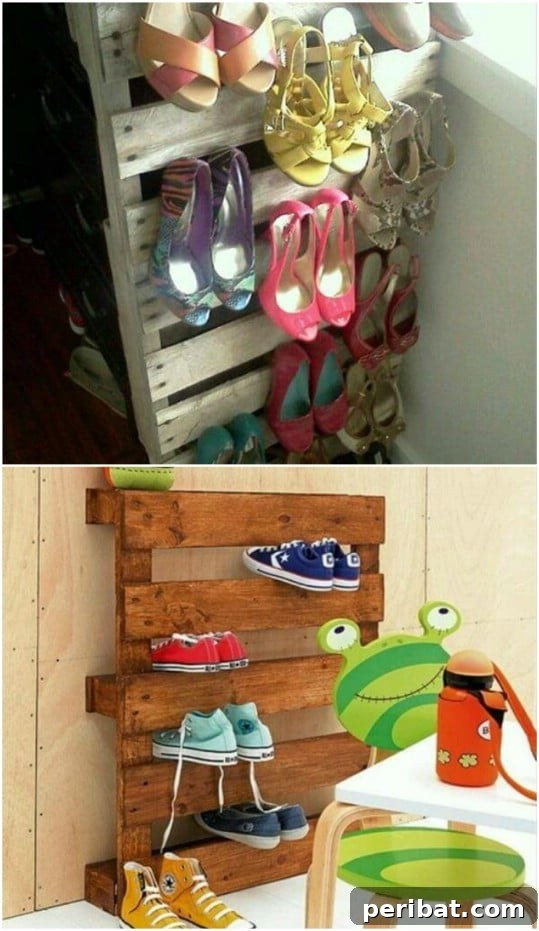 Repurposed Pallet Shoe Rack