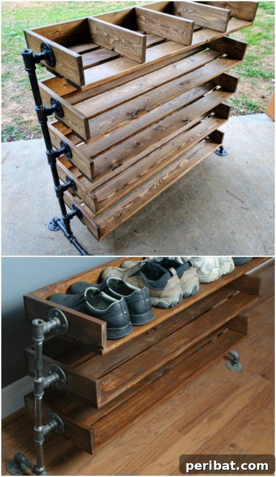 Reclaimed Wood Shoe Cubby Organizer
