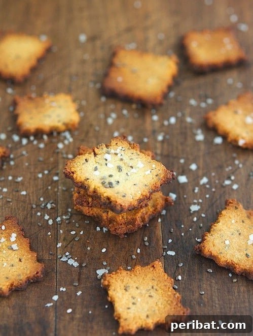 Crispy, thin homemade chia seed crackers, perfect for snacking