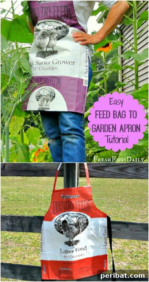 Repurposed Feed Bag Garden Apron