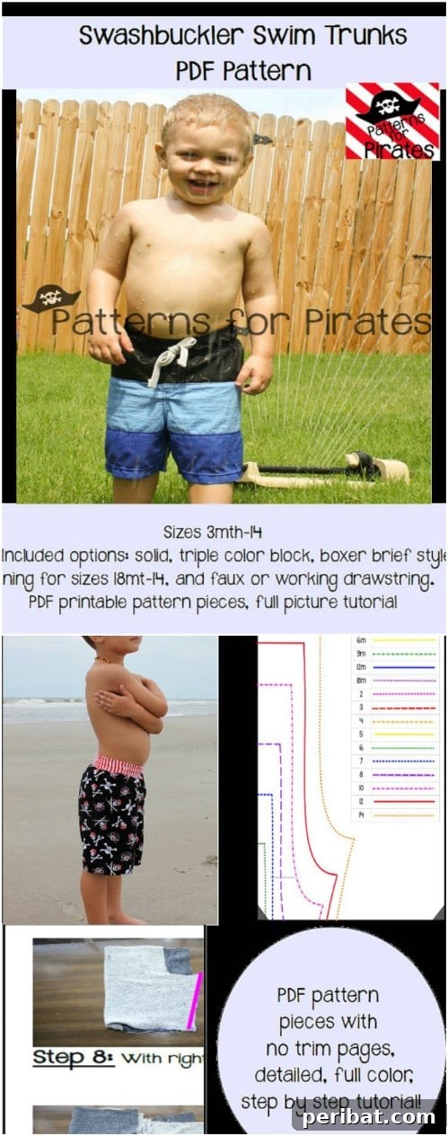 Adorable Swashbuckling DIY Swim Trunks
